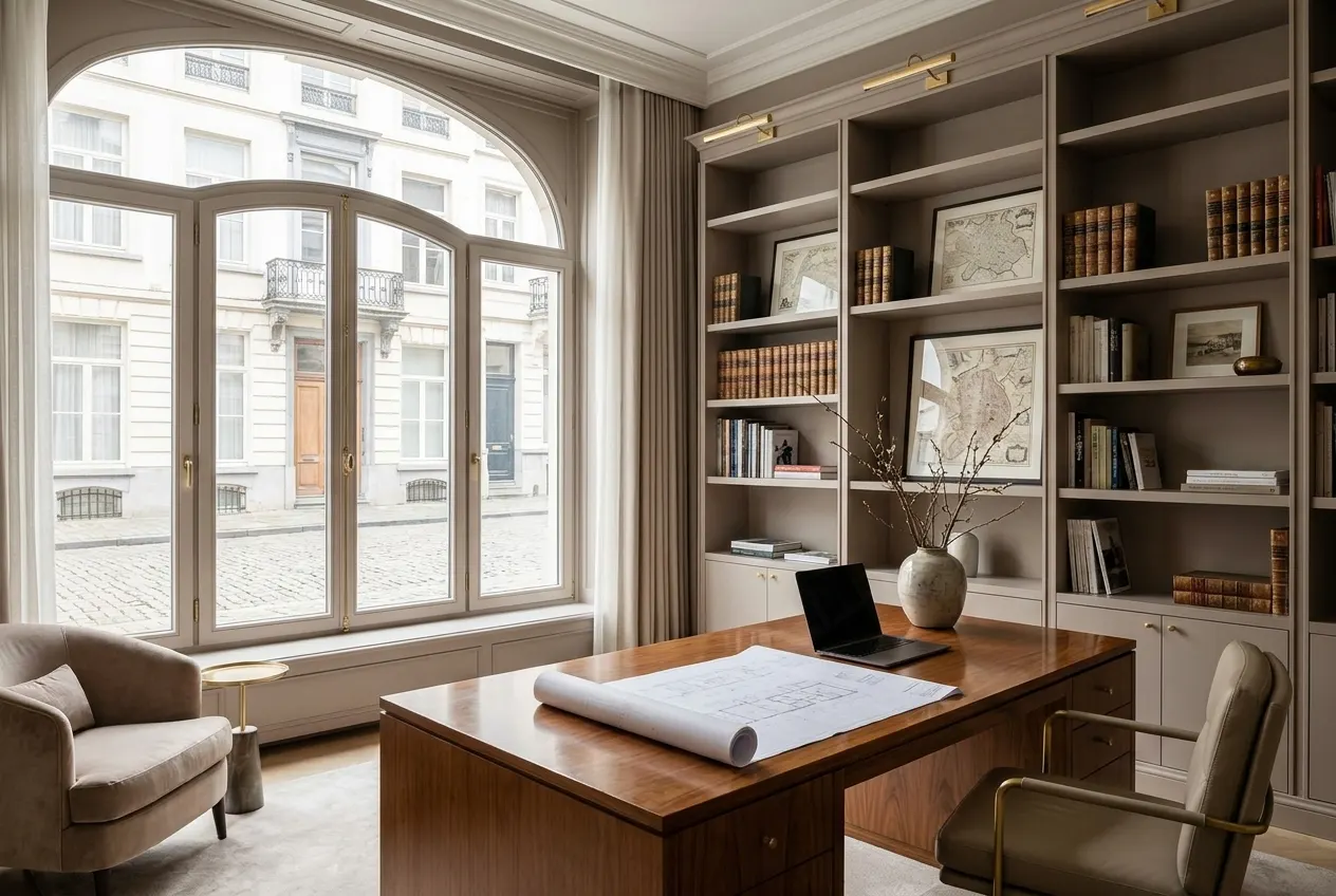 Expert immobilier agréé au travail dans son cabinet à Bruxelles