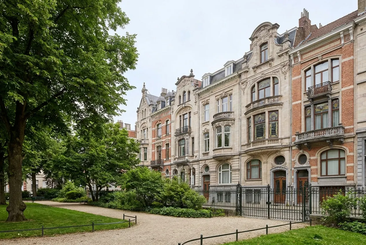 square Ambiorix, maisons bourgeoises Art nouveau face au parc