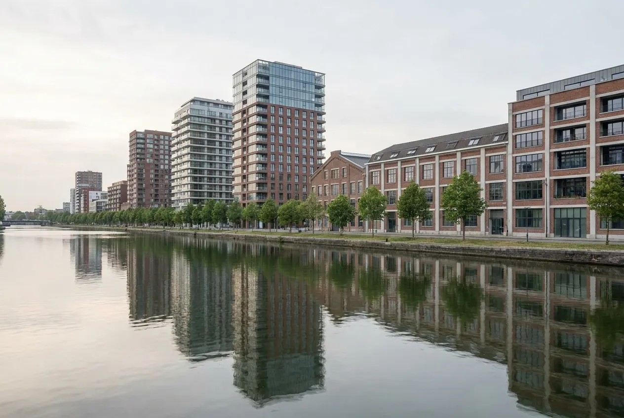 tours du canal, reconversions bureau-logement le long du quai de Willebroeck